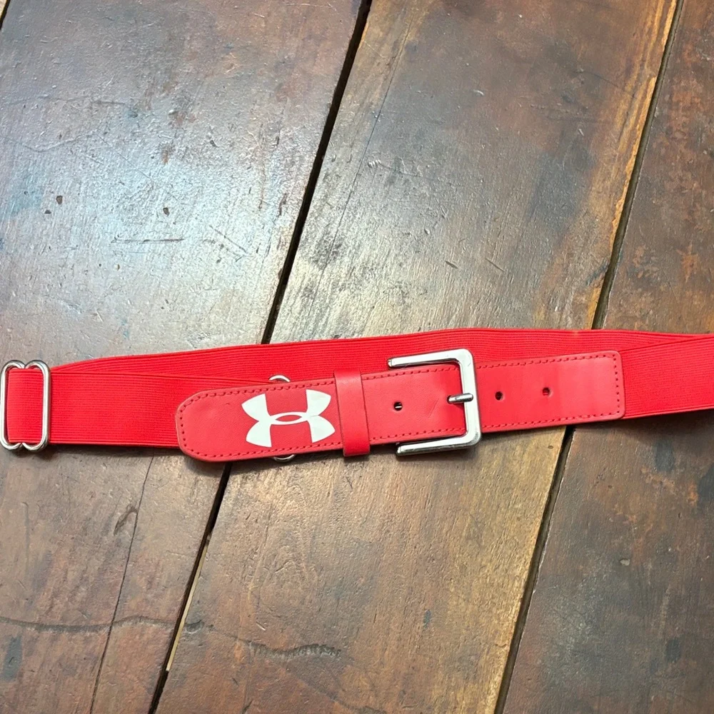 Under Armour Vibrant Red Stretch Adjustable Athletic Belt with Silver Buckle